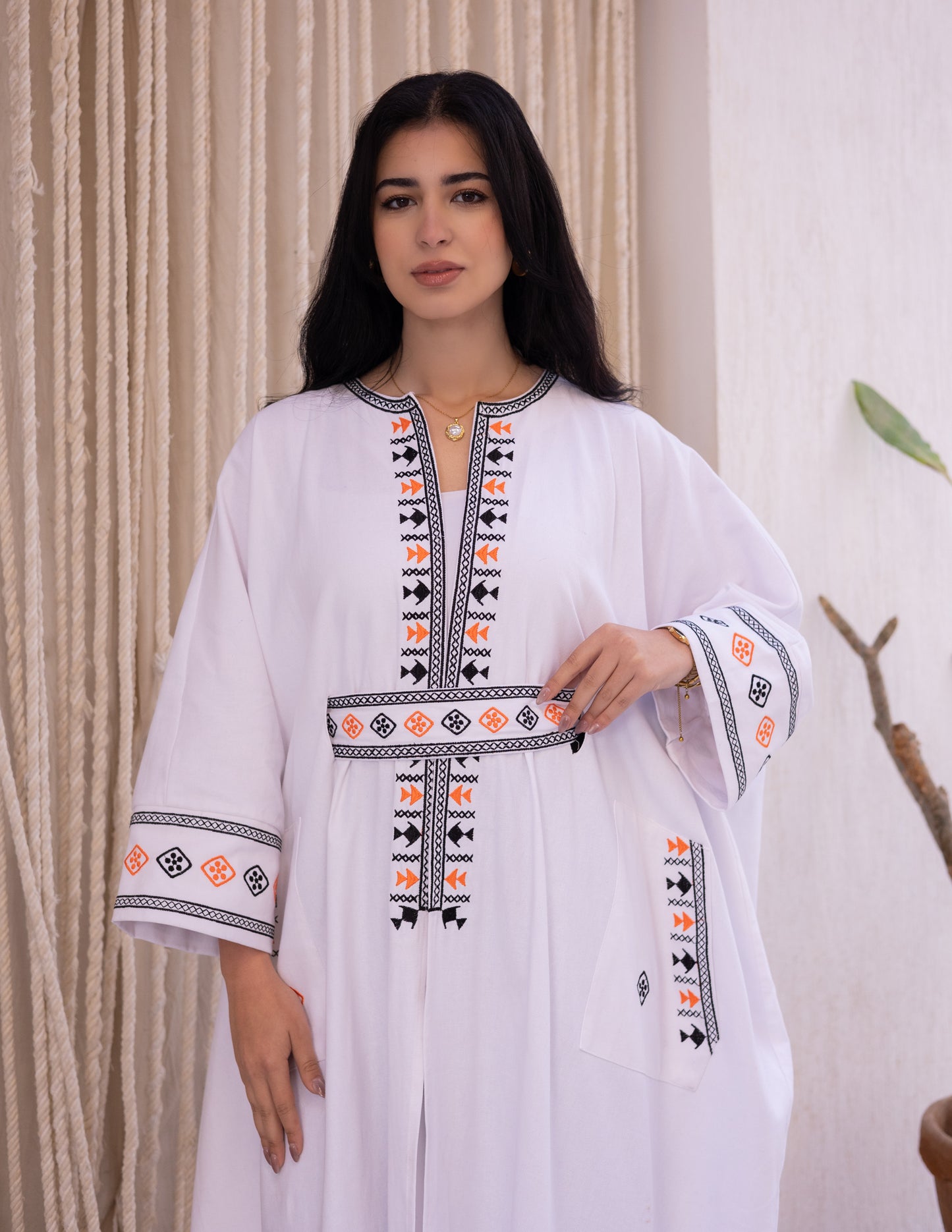 Gabardine kaftan dress