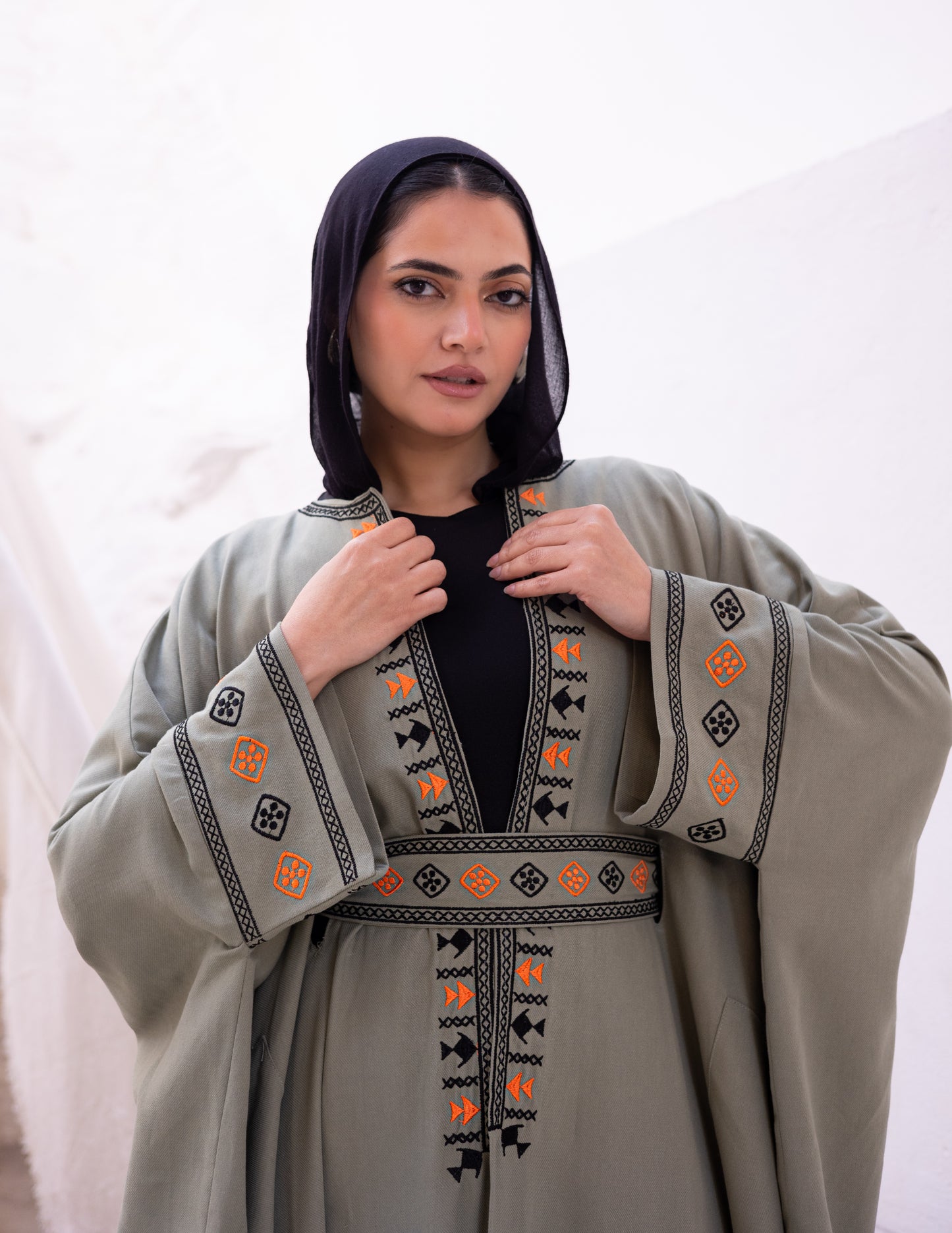 Gabardine kaftan dress