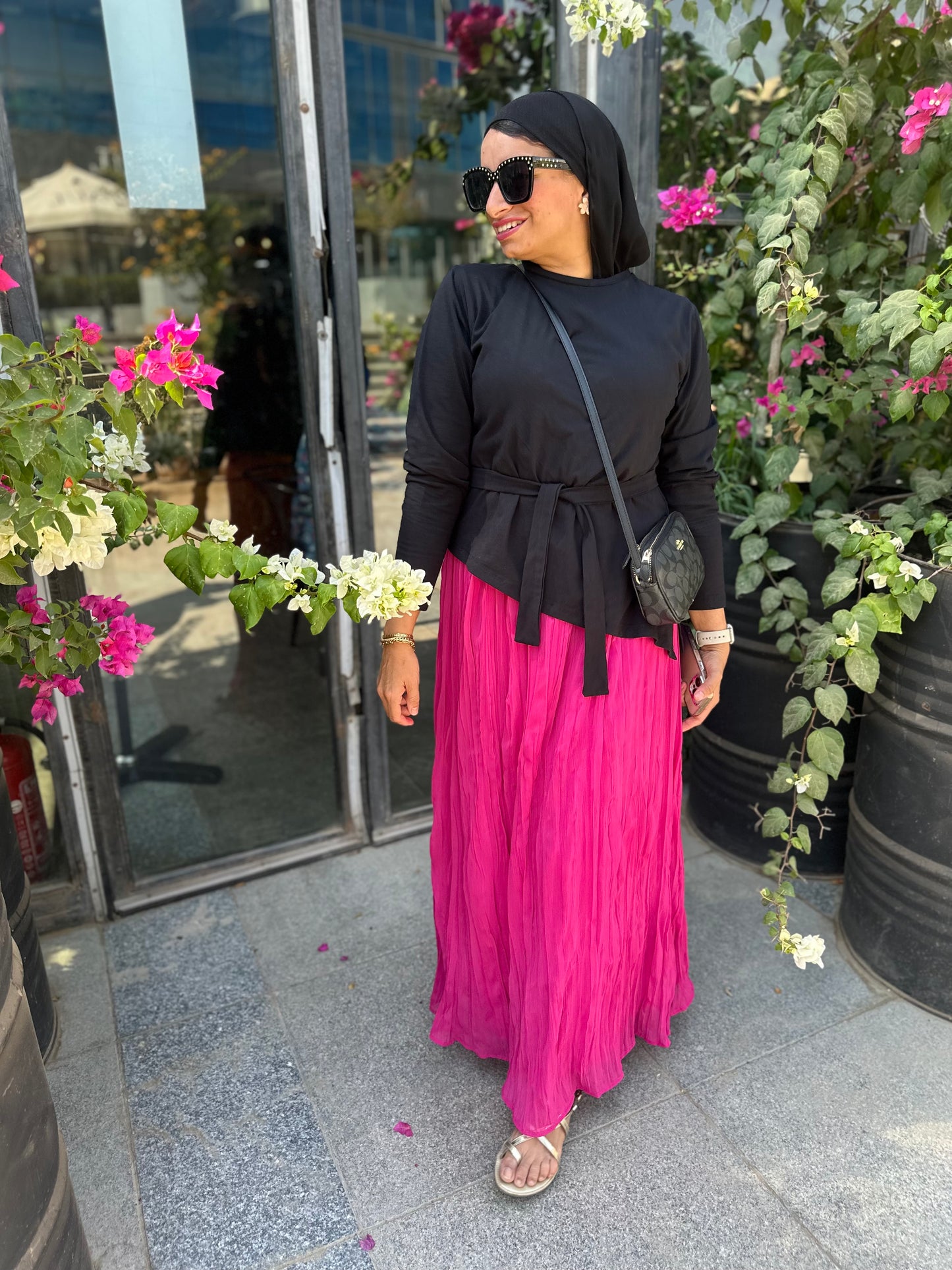 Chiffon skirt with crinkles