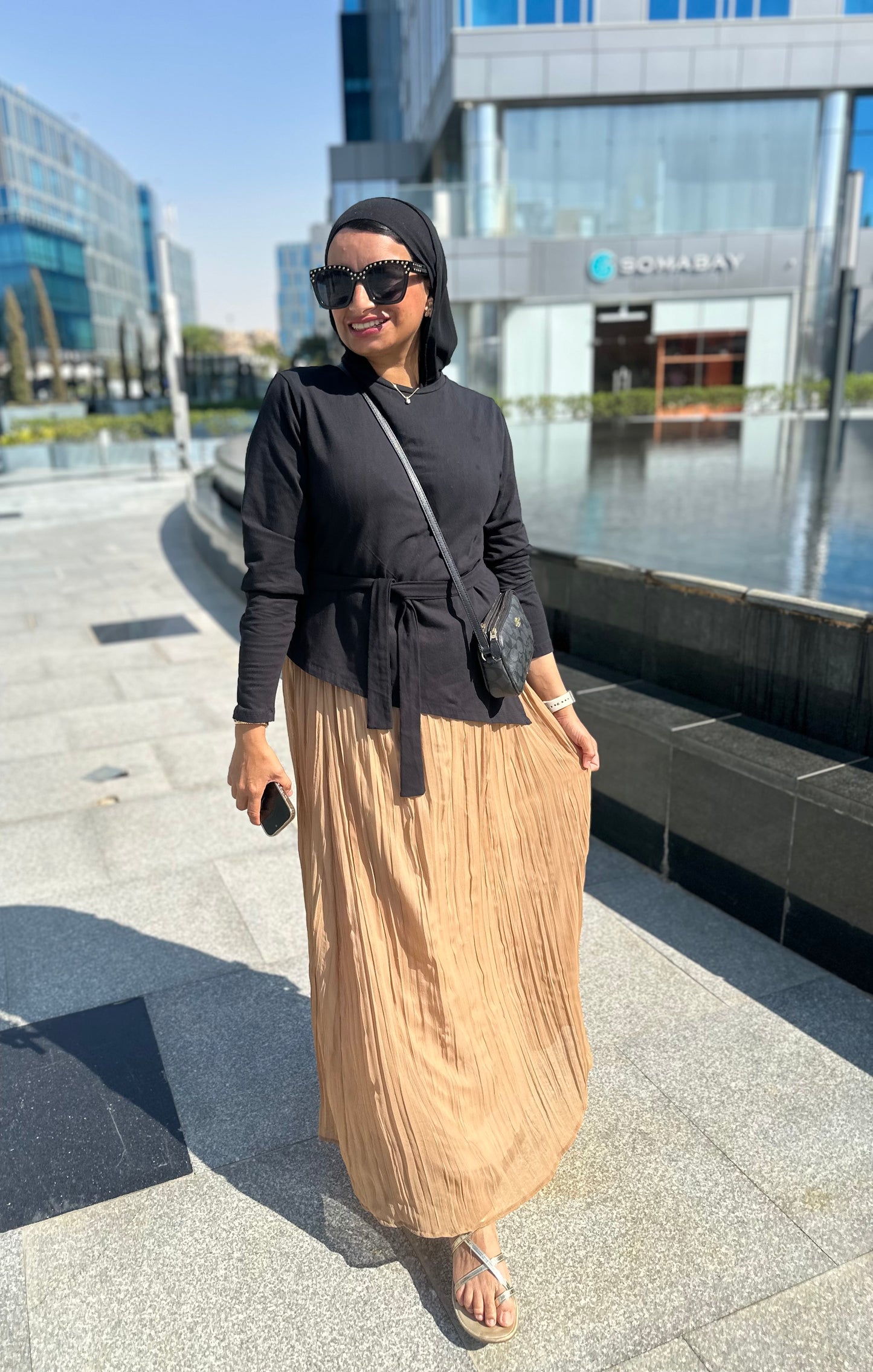 Chiffon skirt with crinkles