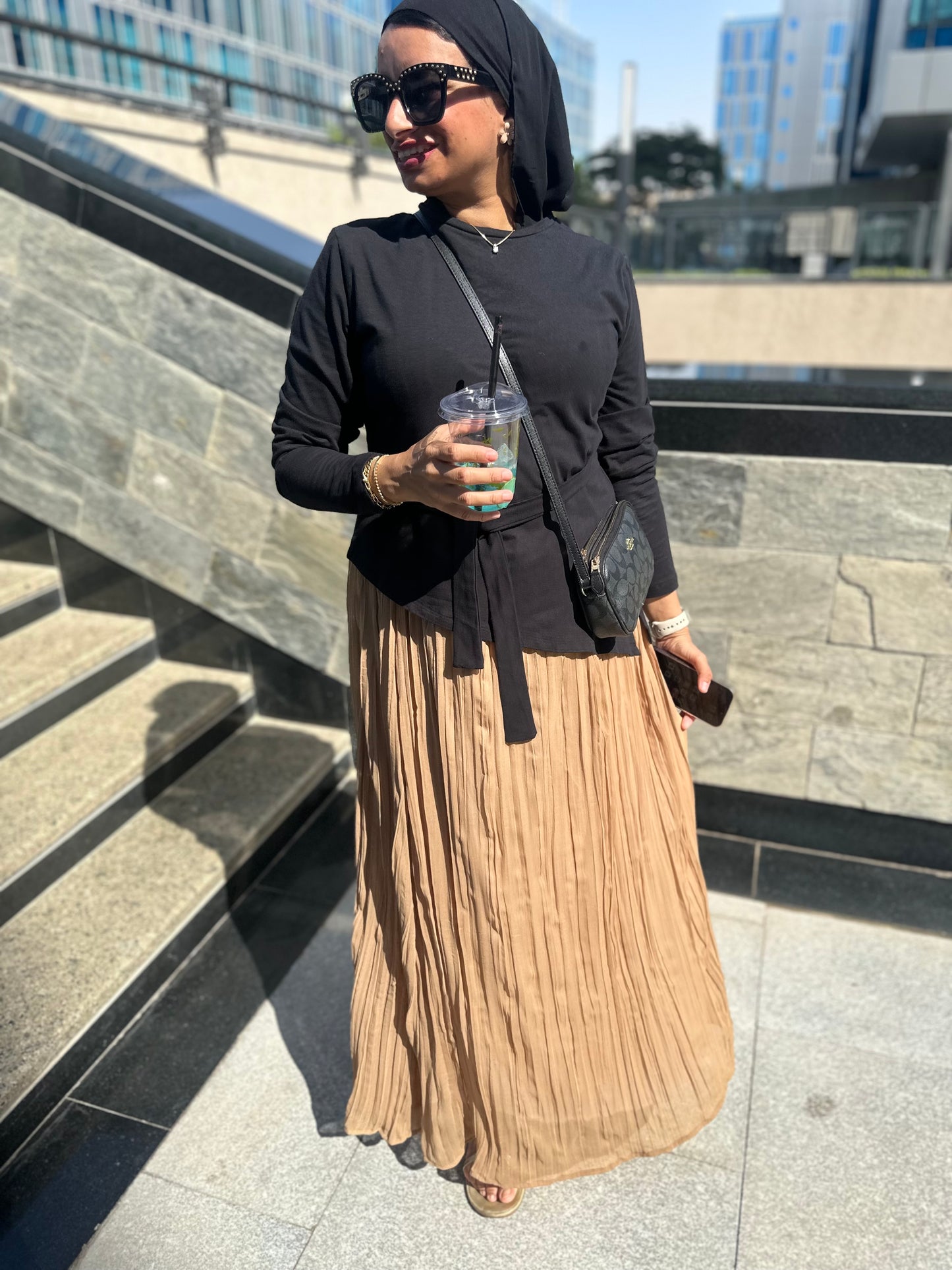 Chiffon skirt with crinkles
