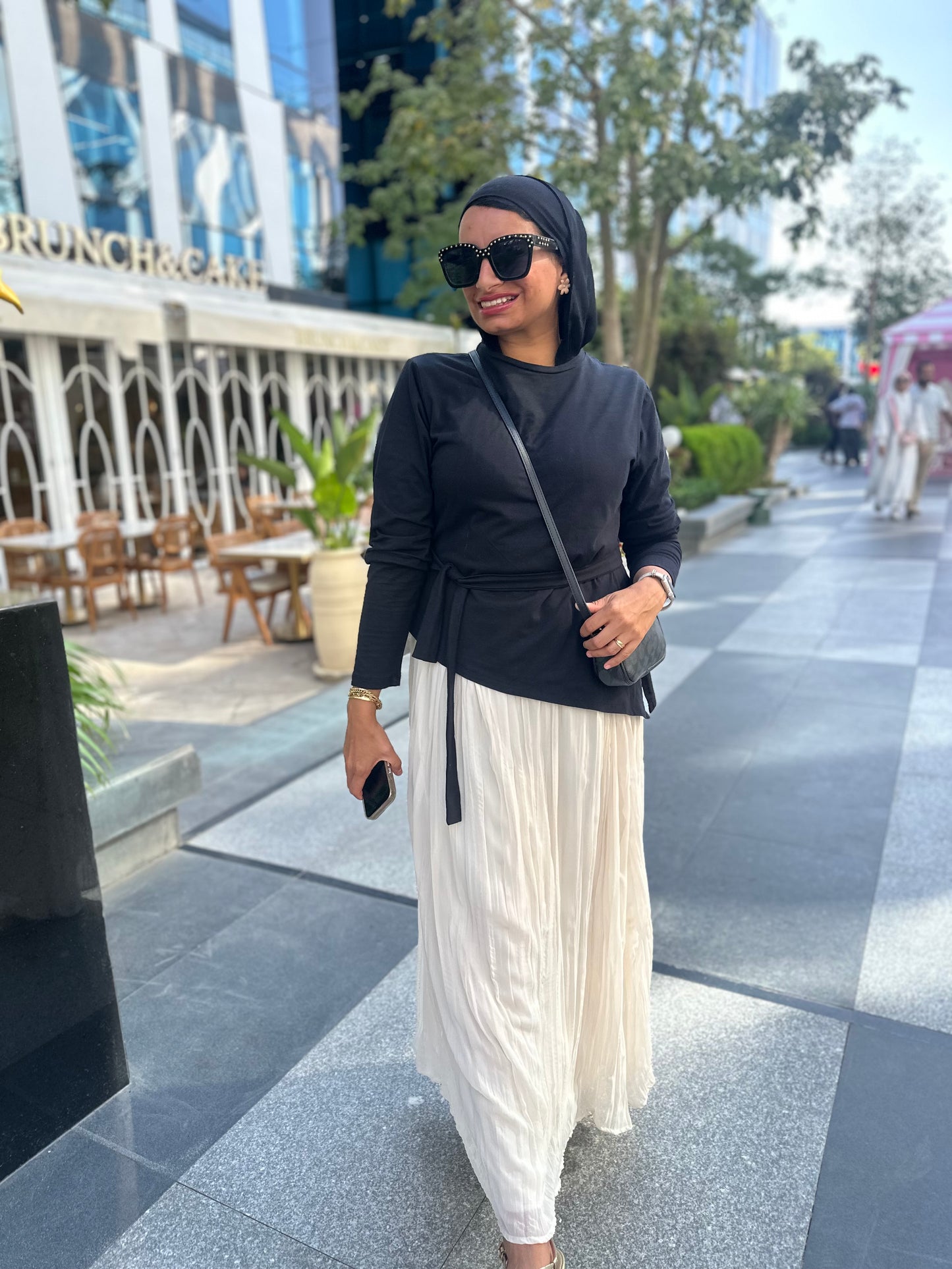 Chiffon skirt with crinkles