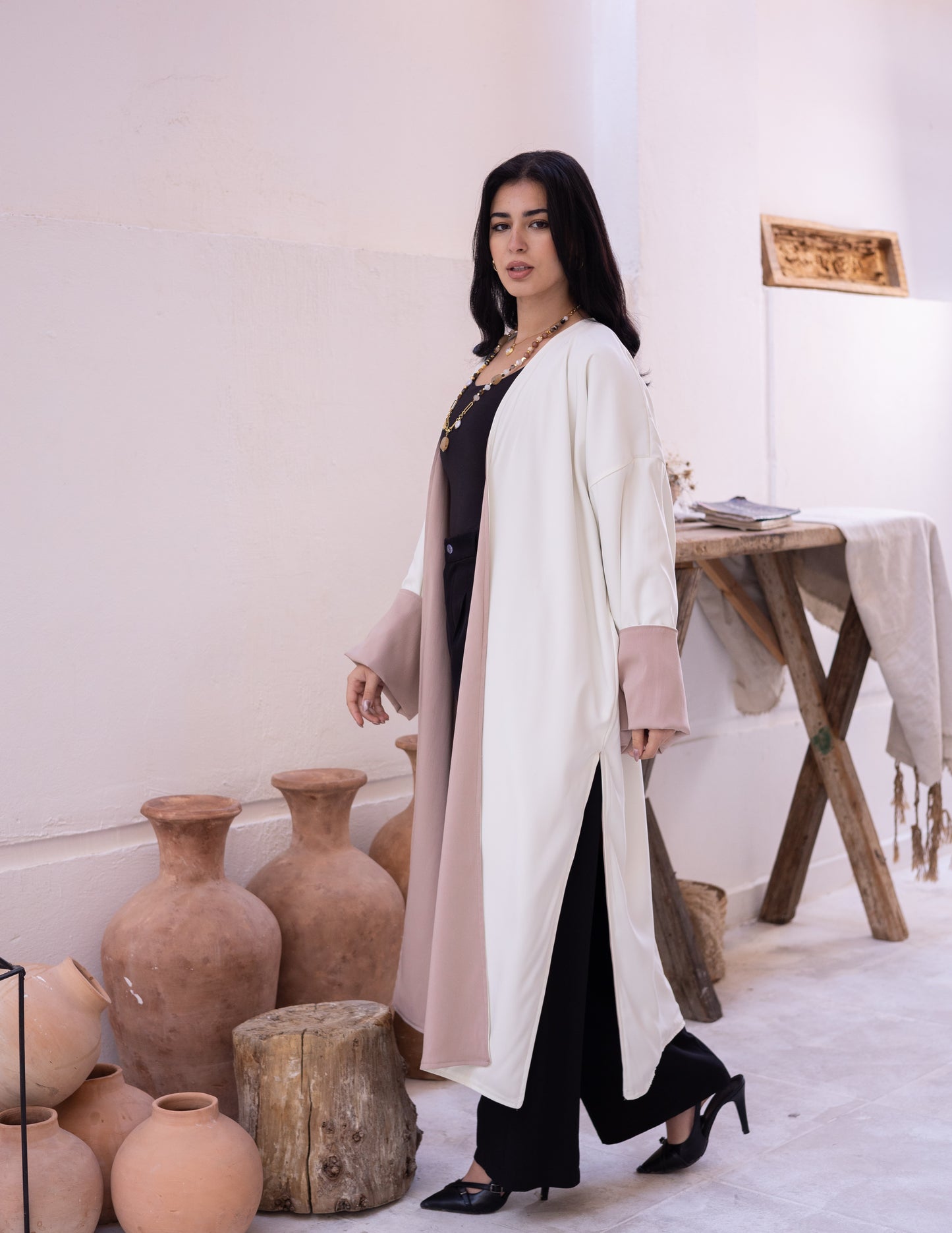 Double face embroidery kaftan