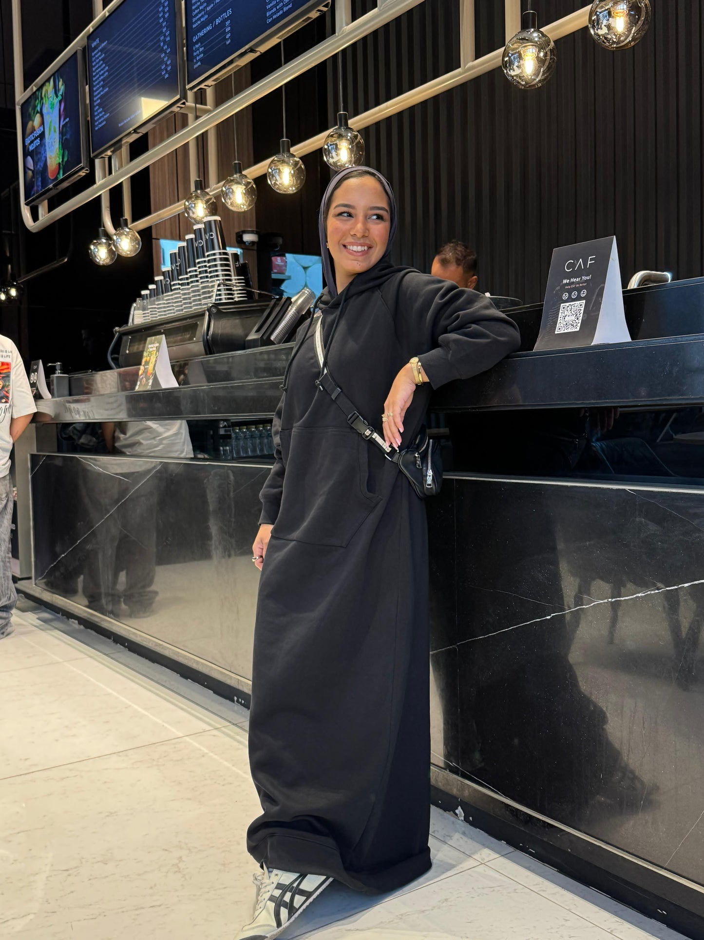 HOODIE DRESS - Black