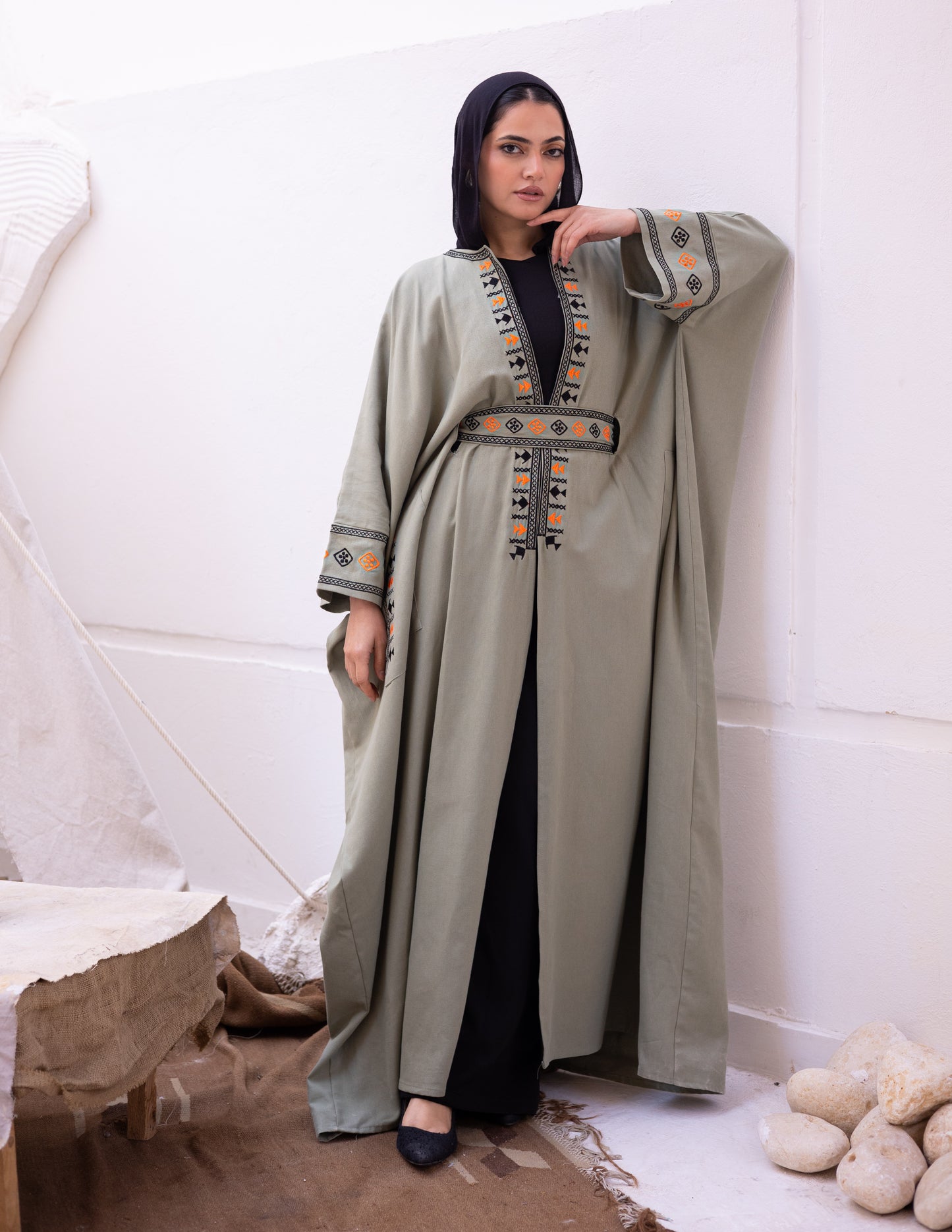 Gabardine kaftan dress