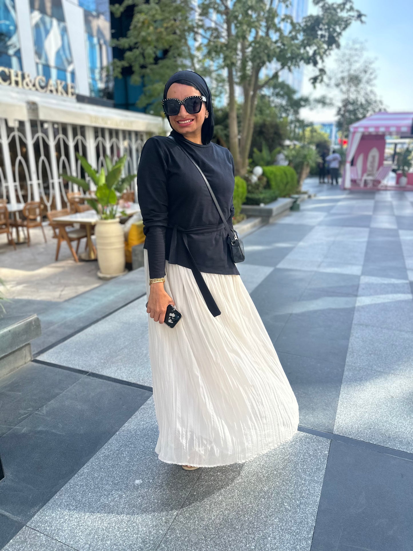 Chiffon skirt with crinkles