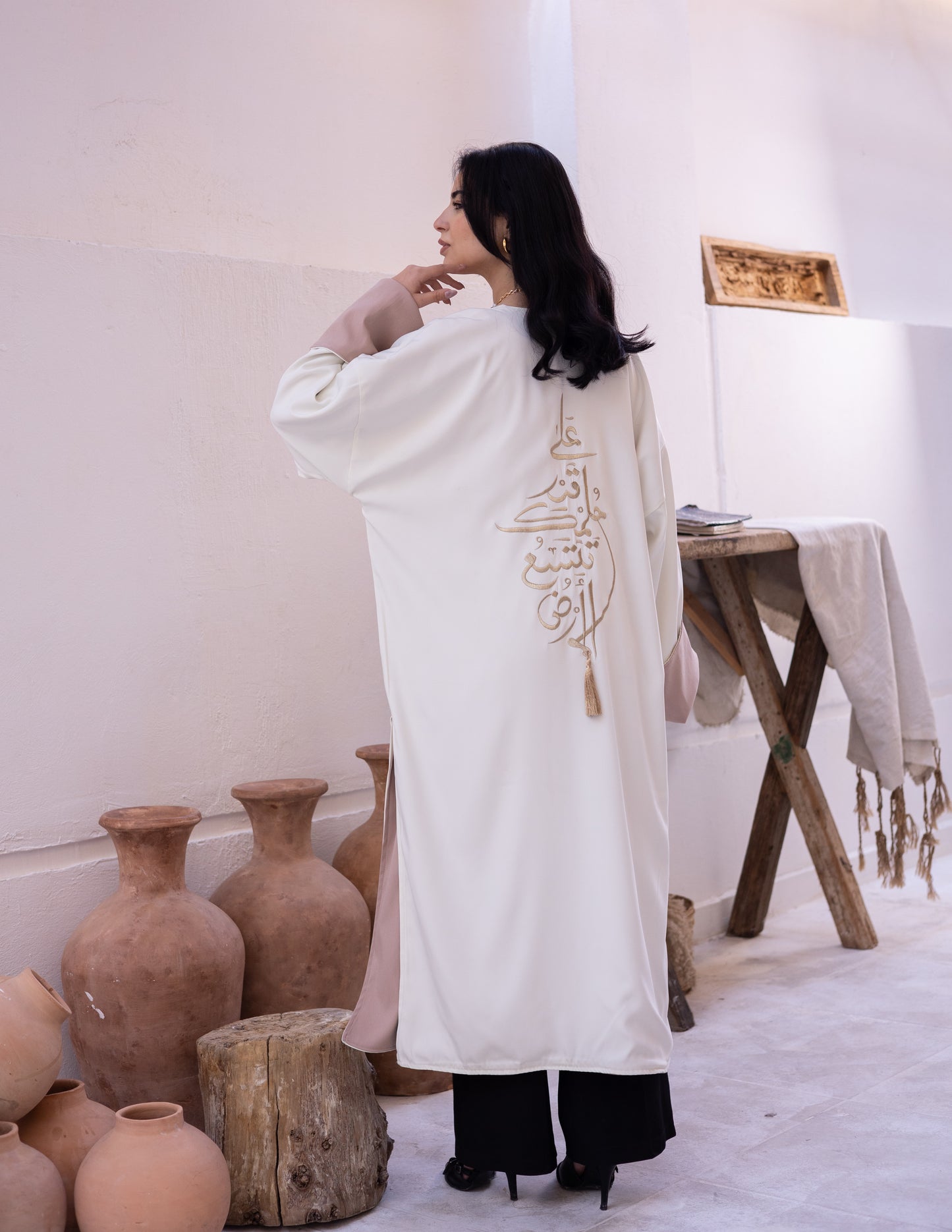 Double face embroidery kaftan