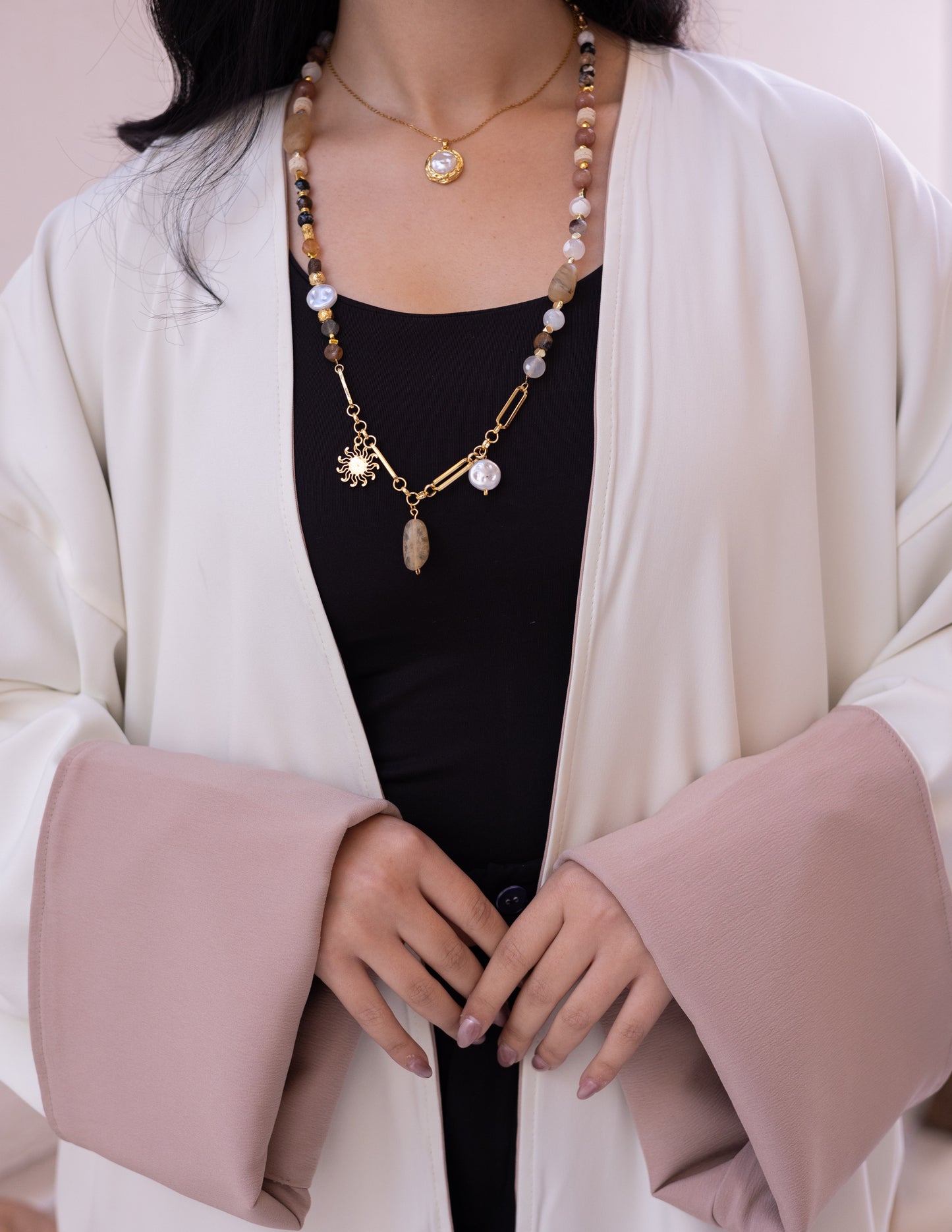 Double face embroidery kaftan