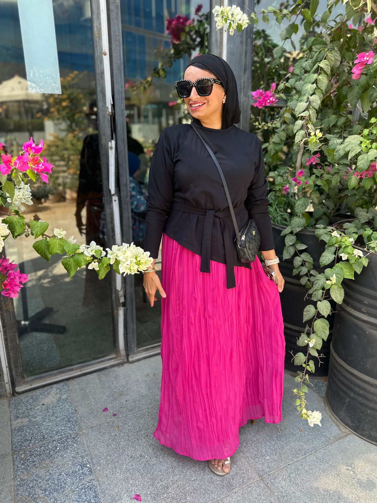 Chiffon skirt with crinkles