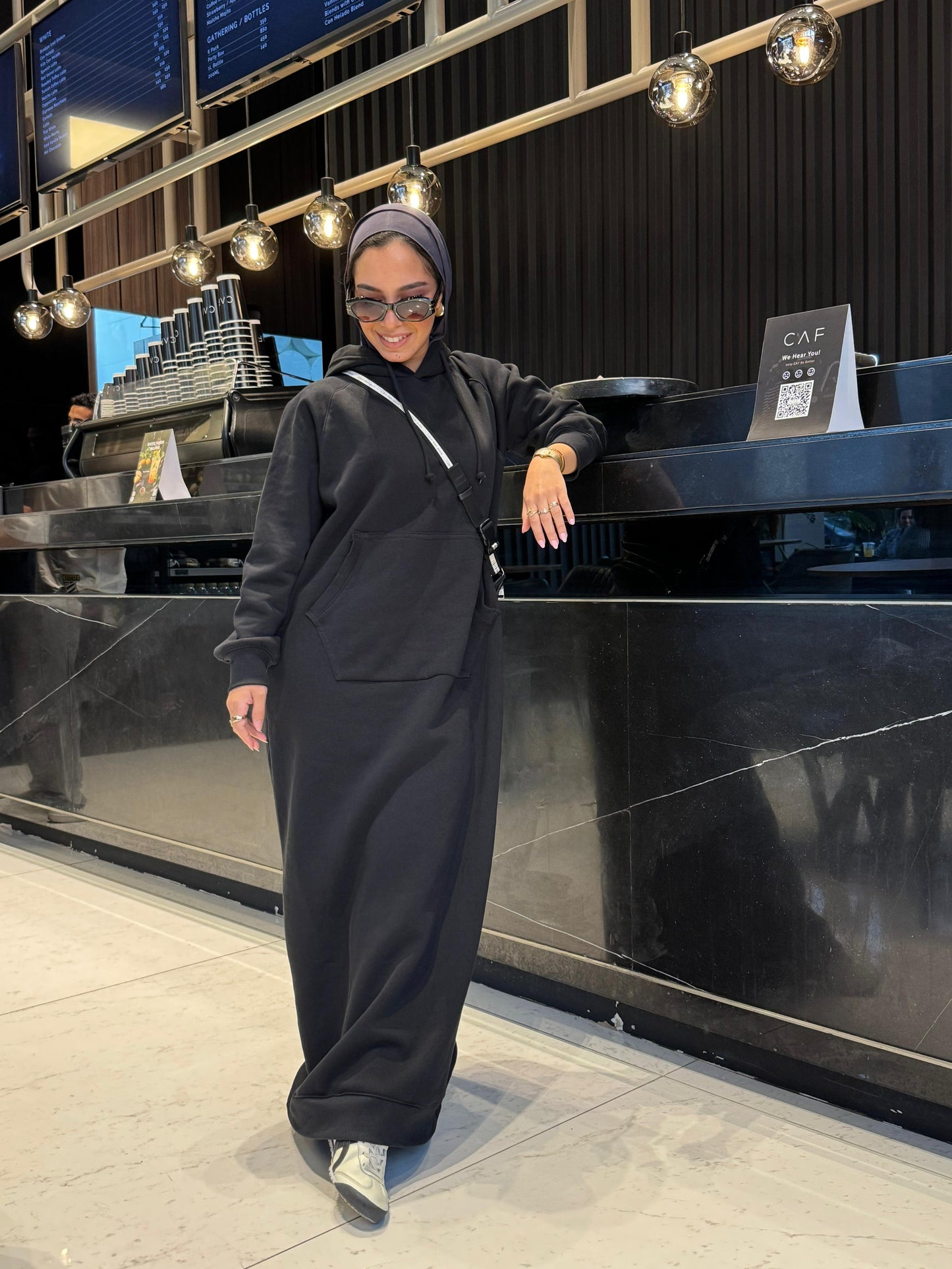 HOODIE DRESS - Black