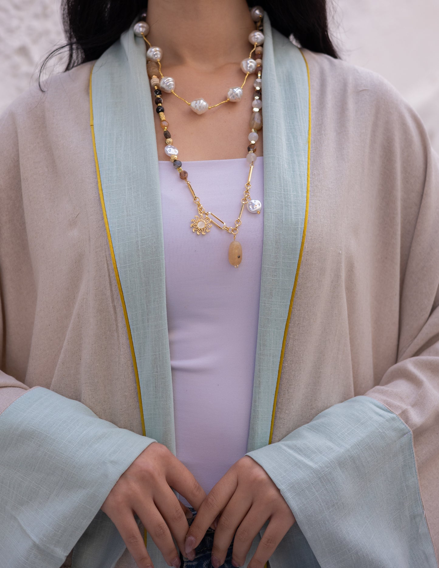 Linen embroidery kaftan