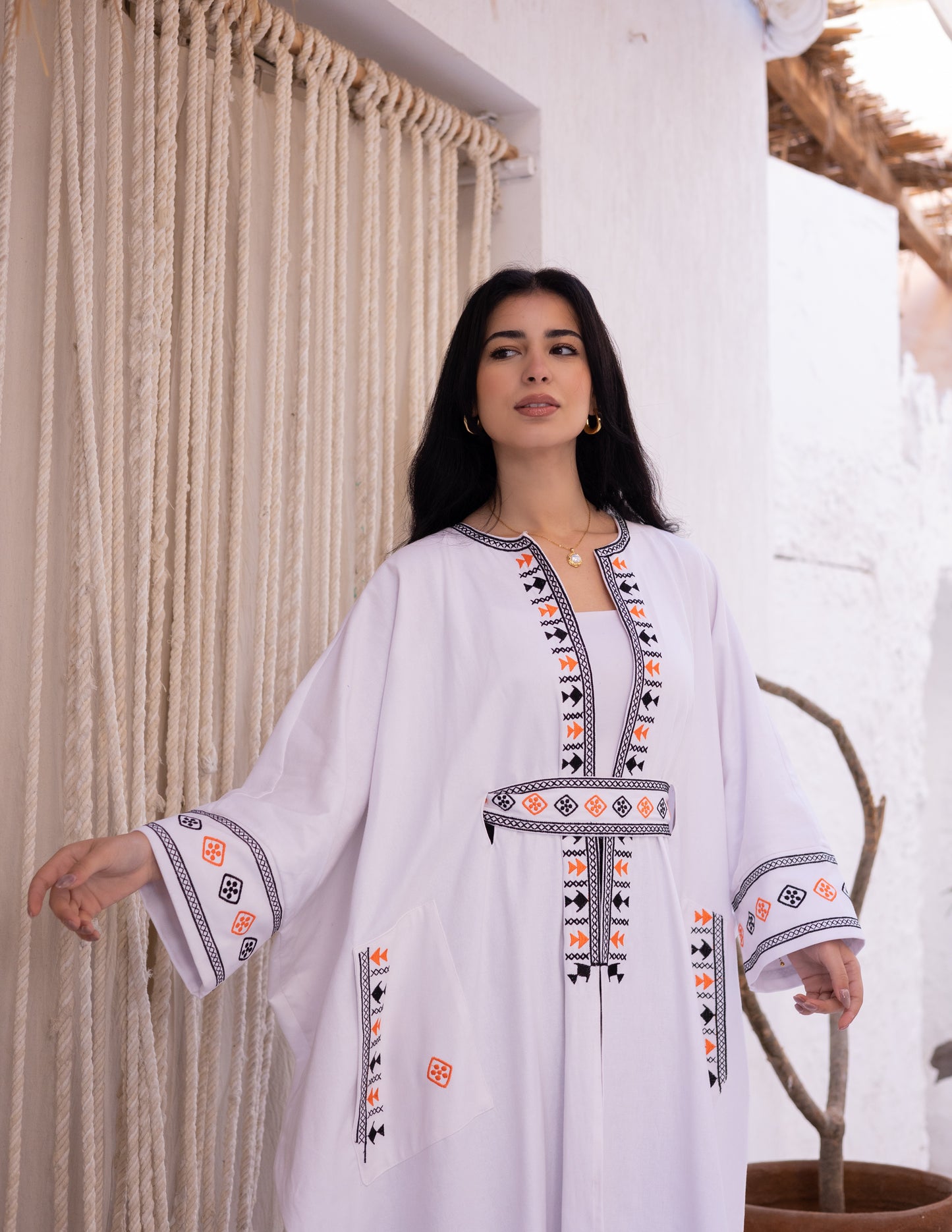 Gabardine kaftan dress