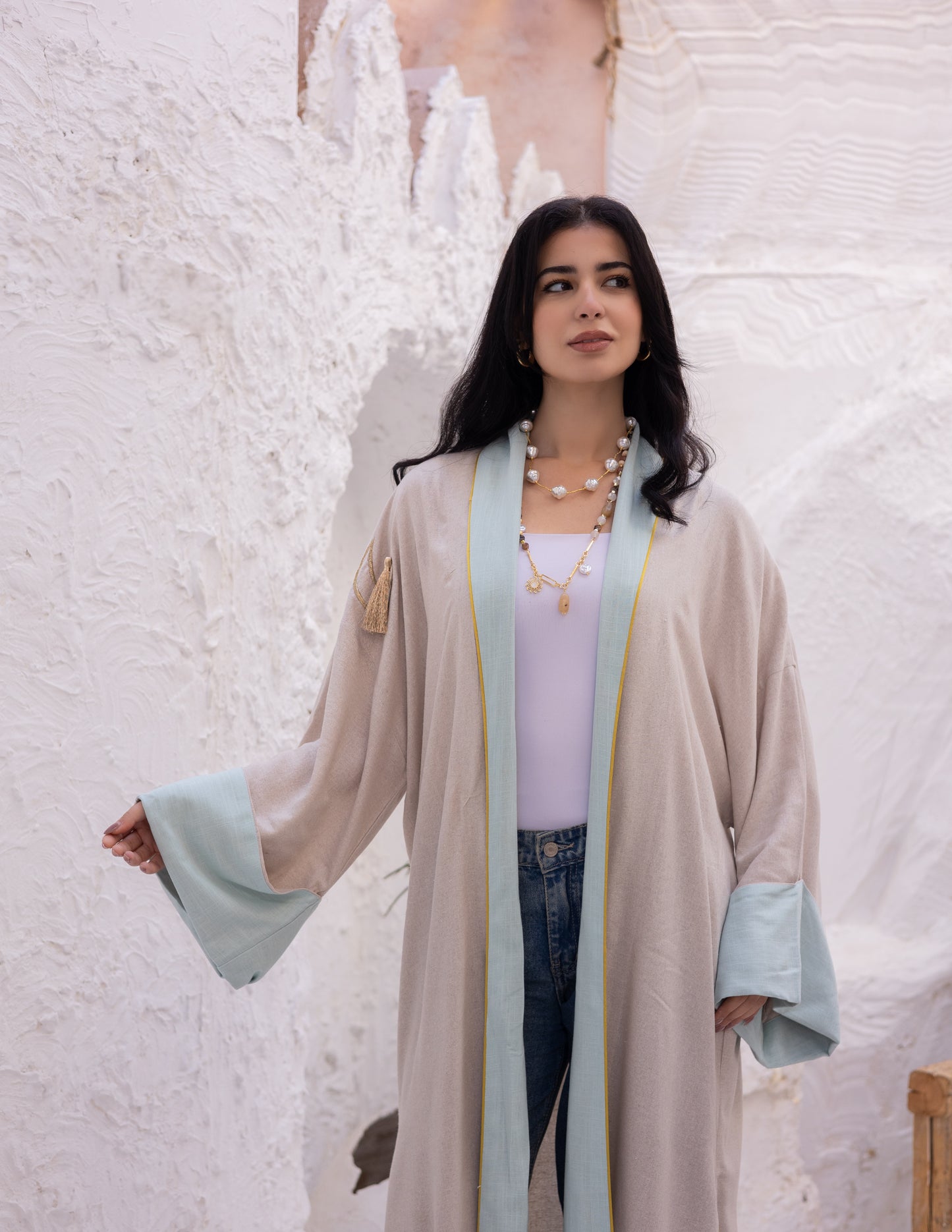 Linen embroidery kaftan