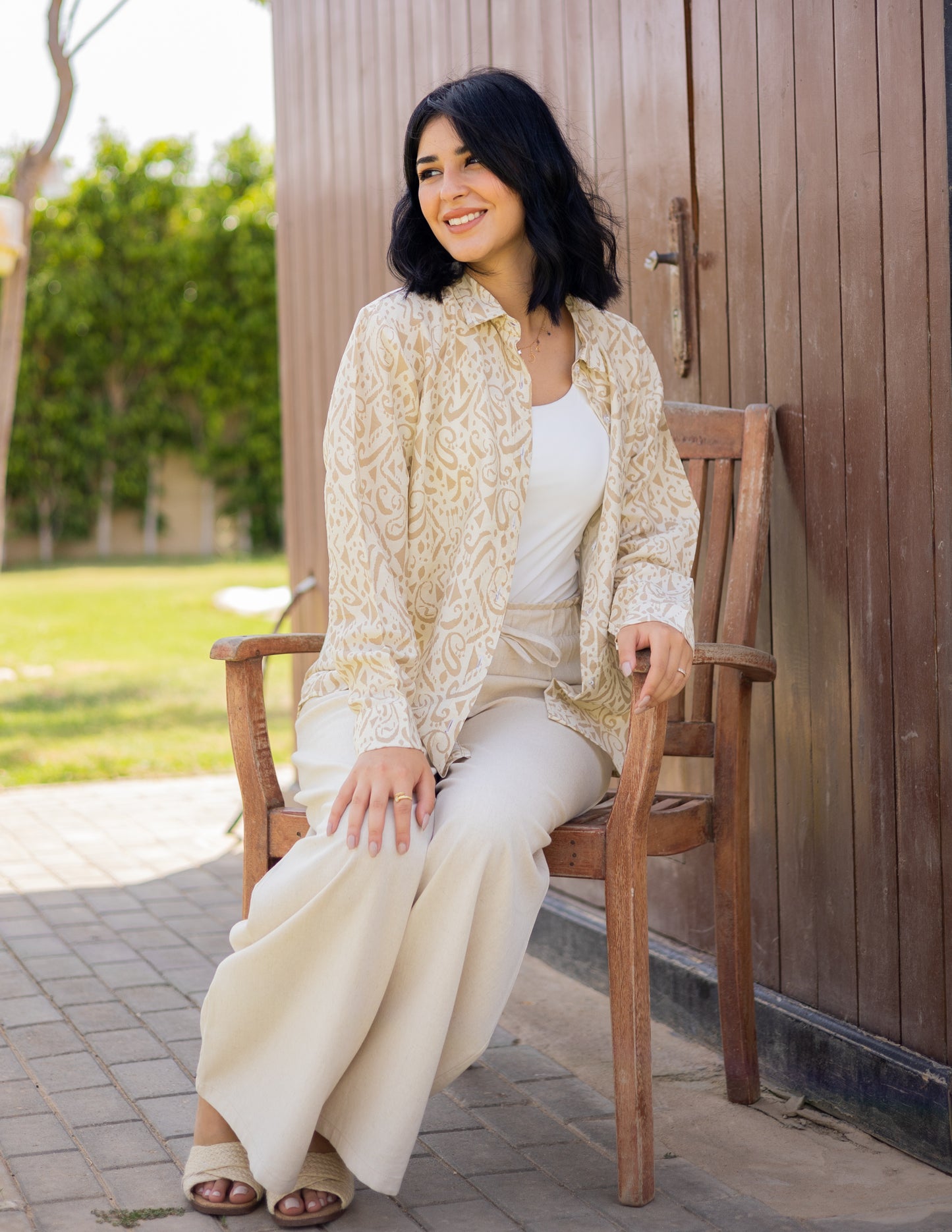 Linen printed chemise