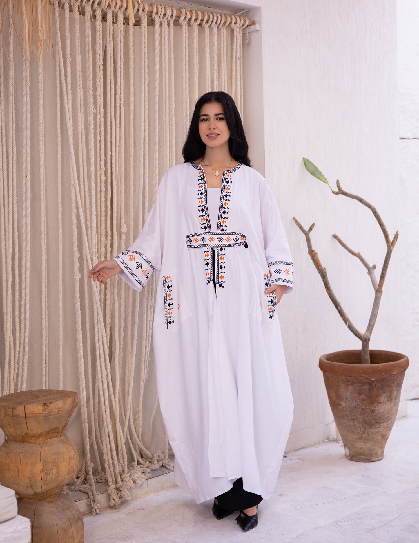 Gabardine kaftan dress