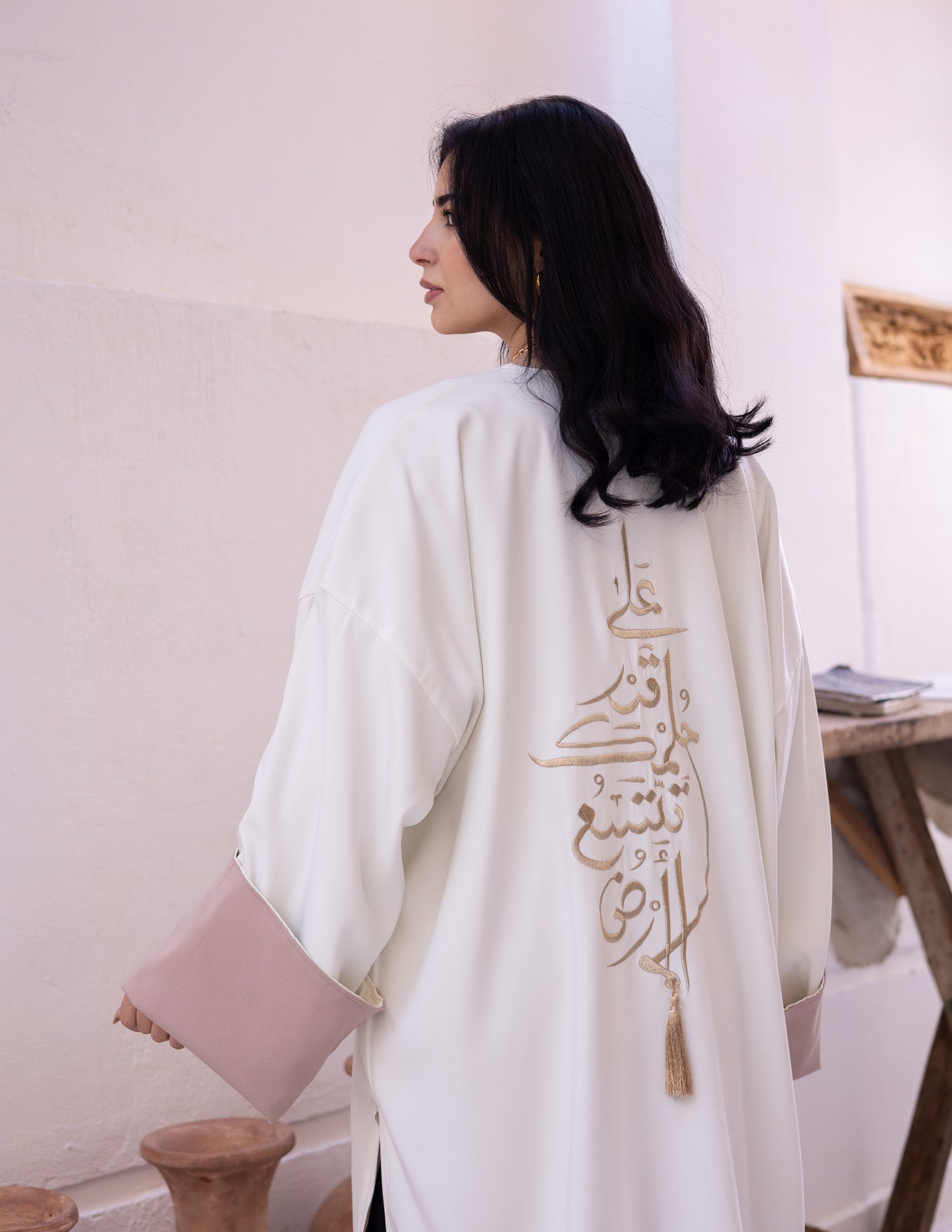 Double face embroidery kaftan