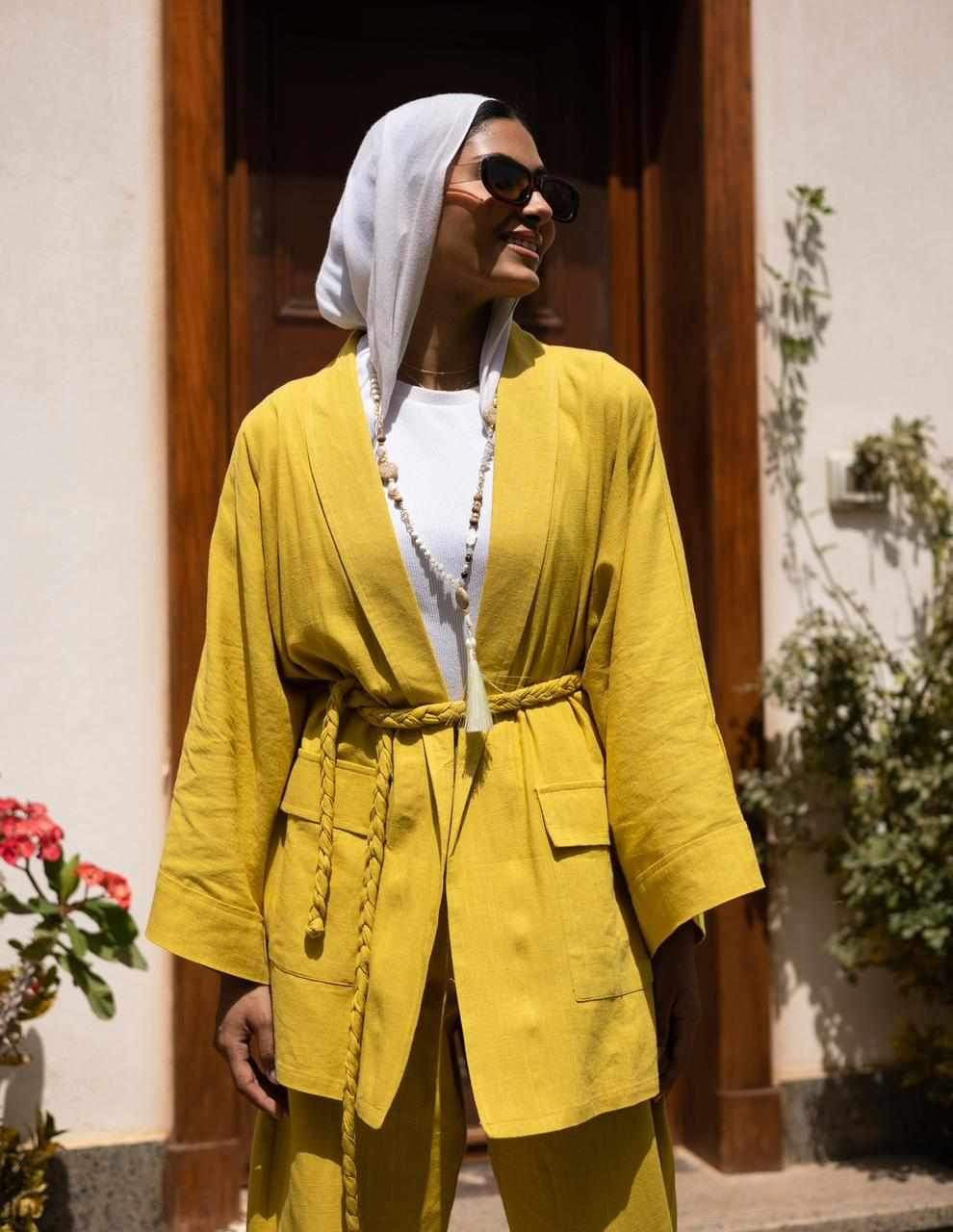 mustard linen set