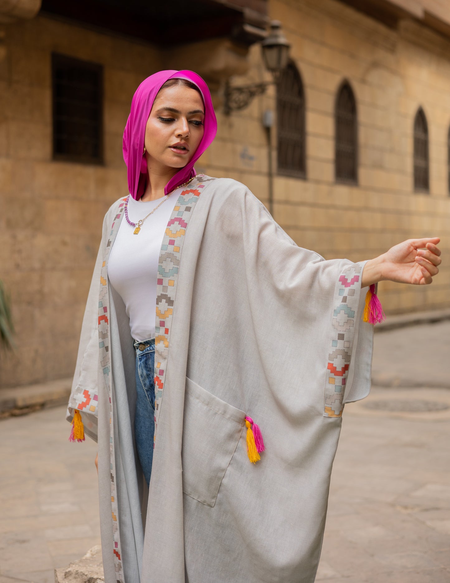 Linen printed kaftan