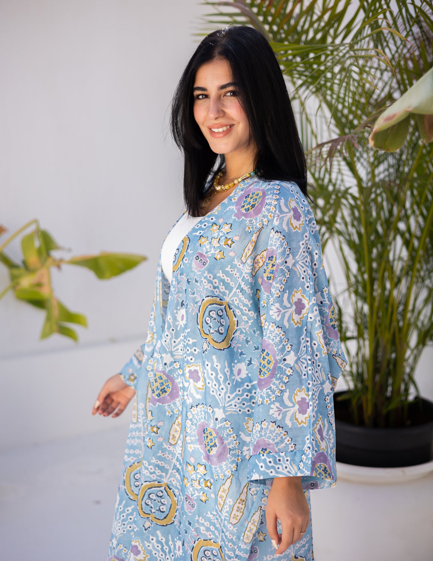 Cotton printed kimono