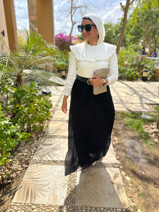 Pleated chiffon skirt