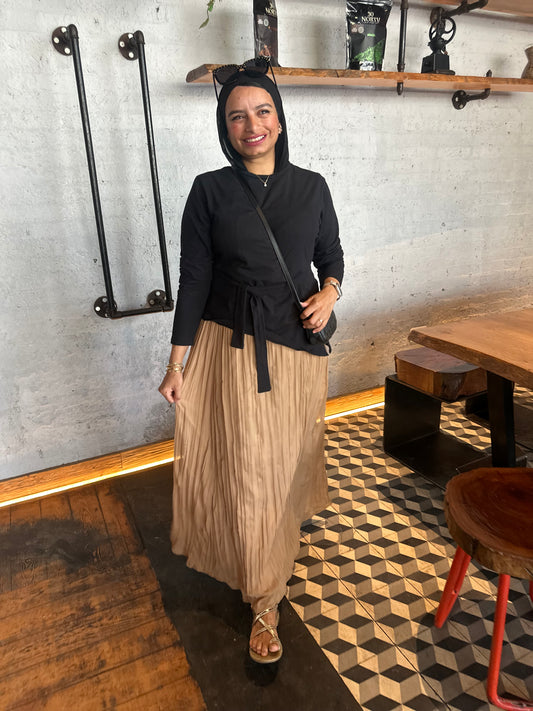 Chiffon skirt with crinkles