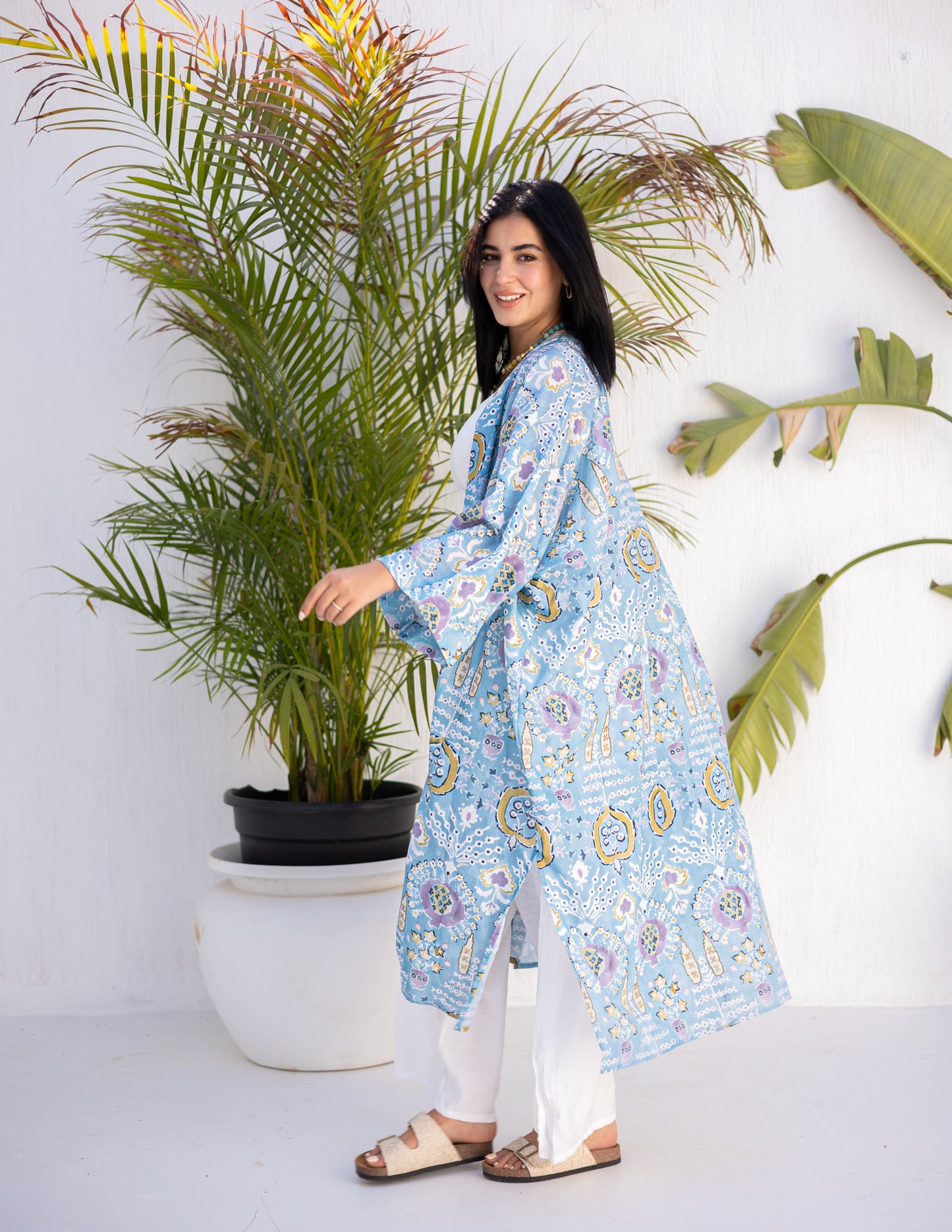 Cotton printed kimono