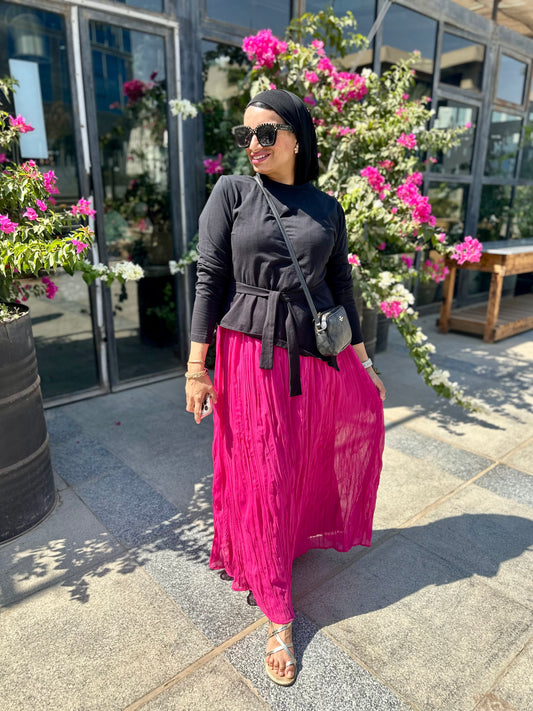 Chiffon skirt with crinkles