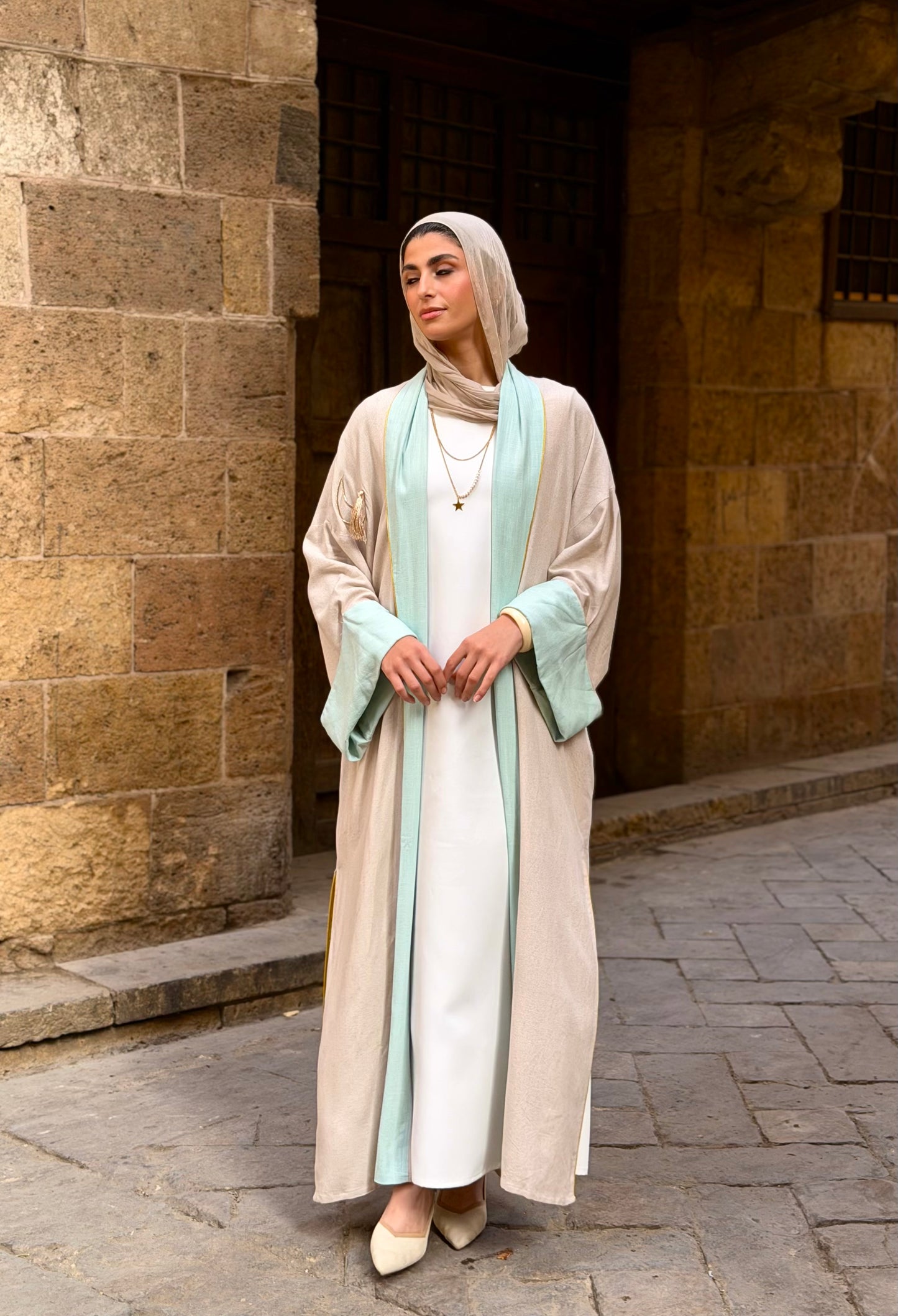 Linen embroidery kaftan